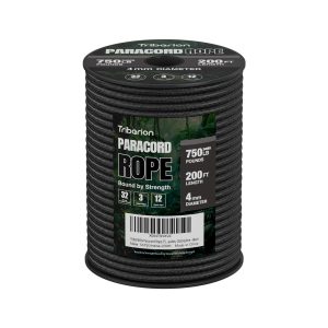 Paracord Rope 1000 lb - 13-Strand Nylon Cord 200ft Parachute Cord - 4MM 5/32" Utility String for Camping Survival Outdoor Gear DIY Bracelet Clothesline Black