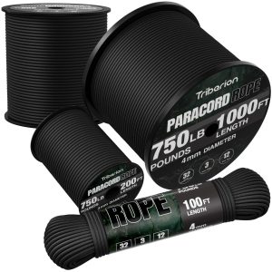 Paracord Rope 750 lb - 1000ft / 500ft / 200ft / 100ft 5/32" Parachute Cord 4MM 12-Strand para Cord - Heavy Duty Spool String for Survival,Camping Gear, Survival Bracelet, Clothesline
