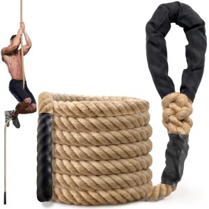 Climbing Rope Gym Workout - 10FT 15FT 20FT 25FT 30FT 35FT Heavy Duty Jute Thick Ropes for Adults Strength Training Outdoor Tree Swing Indoor Home Fitness Exercise - 1.5 Inch